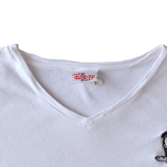 Vintage Disney Store Mickey Embroidered V-Neck Tee Made in Mexico - Picture 3 of 4